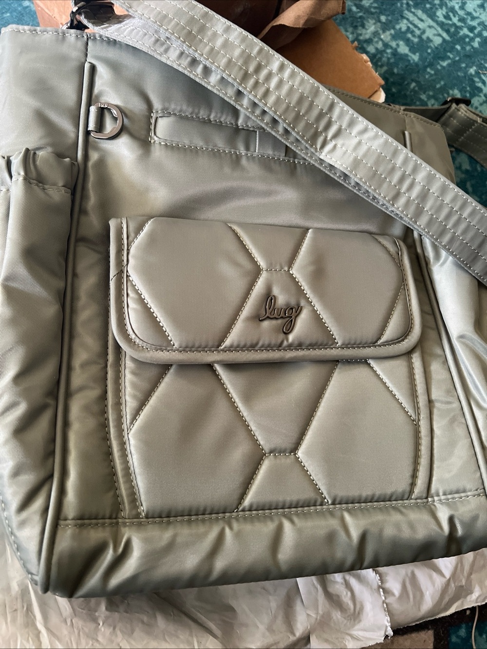 lug Quilted Front Pocket Crossbody Bag - Sage Green